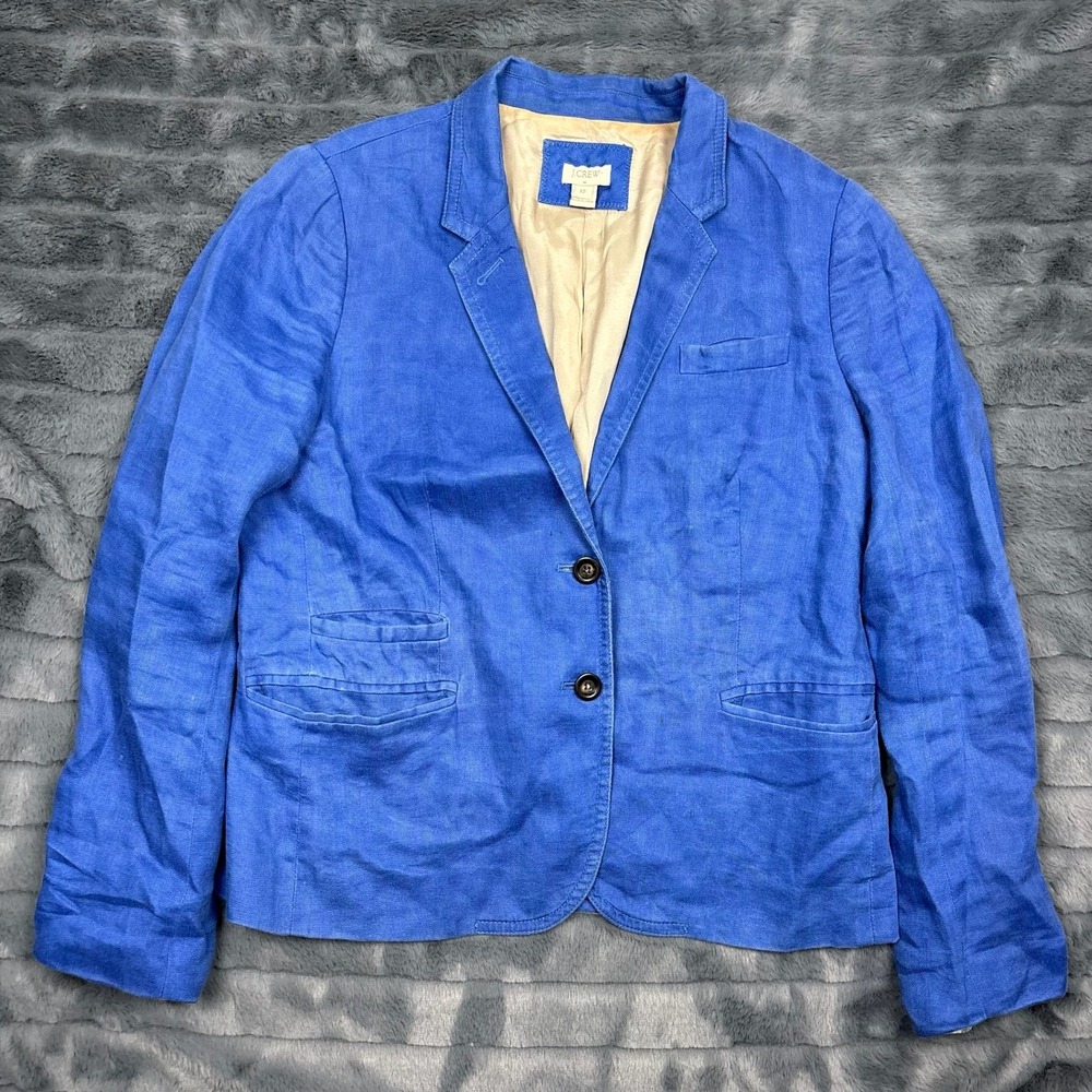 J.Crew Womens Blue 100% Linen Schoolboy Blazer Jacket Size 12 37358 SP13